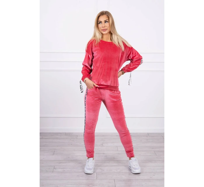 Velúrová súprava Love malinová