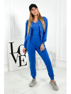 Set 3 v 1 mikina s cvočkami + top + nohavice nevädza modrá