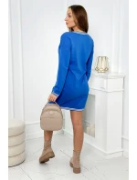 Šaty s kapsami a výstřihem do V chrpově modrá Šaty s kapsami a výstřihem do V chrpově modrá