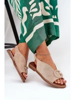 Ploché sandály s ozdobou béžové model 21685714 - Boto