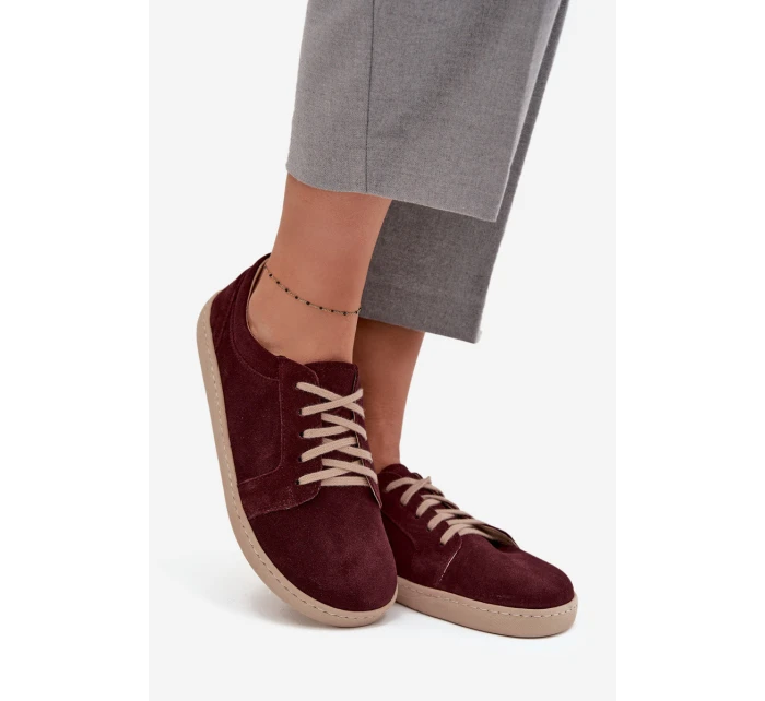 Trampki Typu Barefoot Z Naturalnego Zamszu Zazoo 314 Bordowe