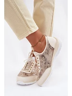 kožené polobotky Dívčí  Béžové model 22100265 - D&A