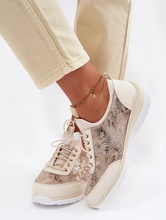 kožené polobotky Dívčí  Béžové model 22100265 - D&A