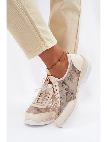 kožené polobotky Dívčí  Béžové model 22100265 - D&A