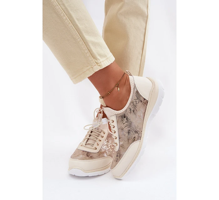 kožené polobotky Dívčí  Béžové model 22100265 - D&A