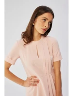 model 19647361 Šaty se záhyby na bocích pudrové - STYLOVE