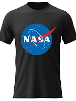 Dámske bavlnené tričko s potlačou - NASA - čierne