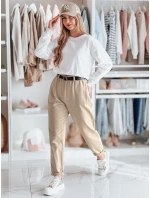 Dámské kalhoty chinos s páskem latte Dstreet model 21986257 - FashionStreet