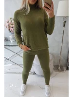 Dvojdielny sveterový set z alpaky vo farbe khaki