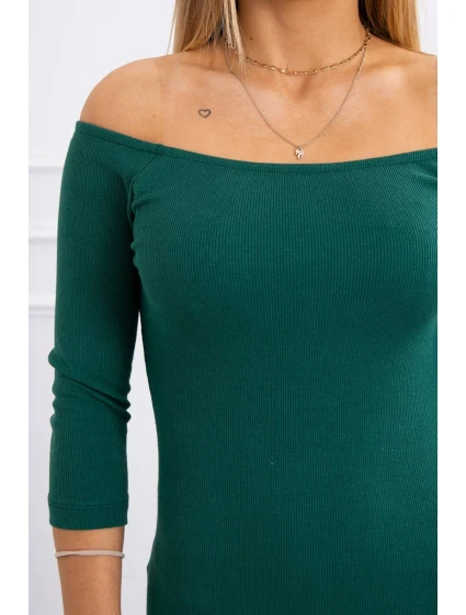 Pruhované vypasované šaty tmavo zelené