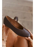 Dámské baleríny z eko kůže na plochém podpatku hnědé model 21710660 - Boto