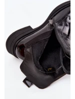 Lakované dámské kozačky z přírodní kůže model 21713802 Černé - D&A