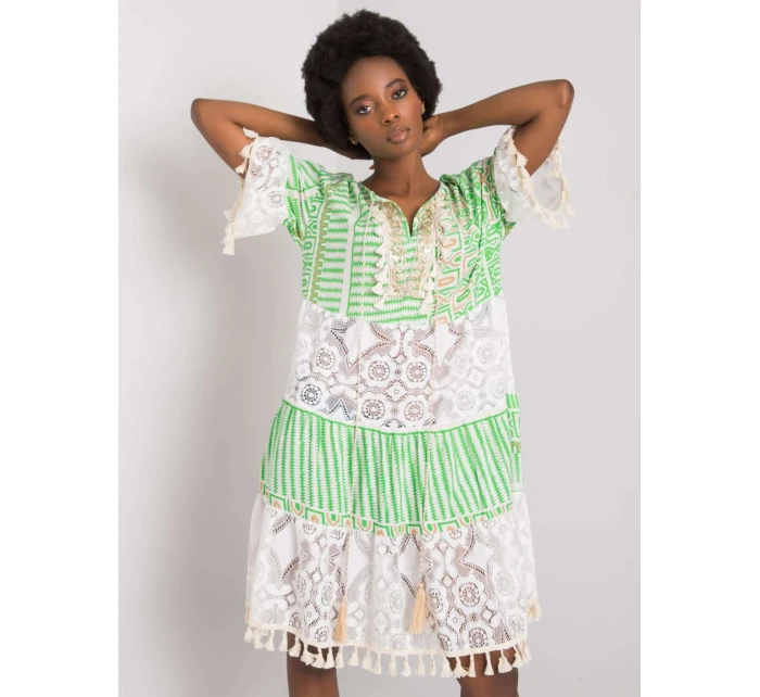 Šaty DHJ SK 13567.41P biela zelená Šaty DHJ SK 13567.41P biela zelená