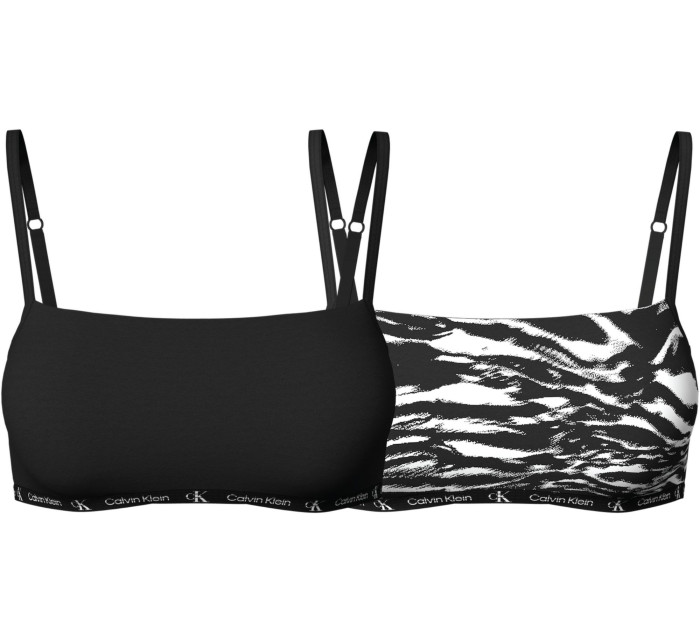 Dámska podprsenka 2 Pack Bralettes CK96 000QF7215EBIK čierna / tigria potlač - Calvin Klein