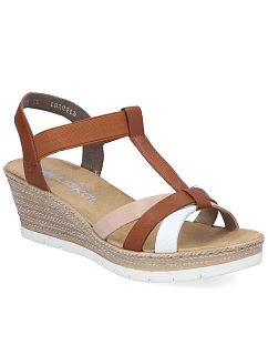 Hnedé dámske sandále na platforme Rieker 61995-81