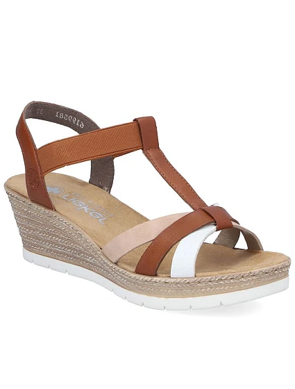 Hnedé dámske sandále na platforme Rieker 61995-81 Hnedé dámske sandále na platforme Rieker 61995-81