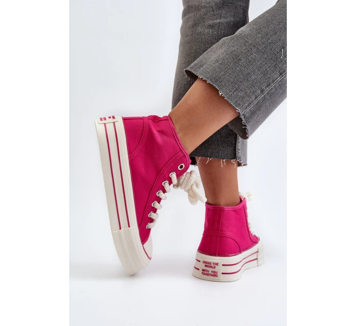 Trampki Damskie Na Platformie Fuksja Aineri