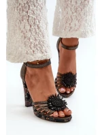 Sandały Damskie Na Słupku Z Ozdobą Maciejka 06620-20 Grafitowe