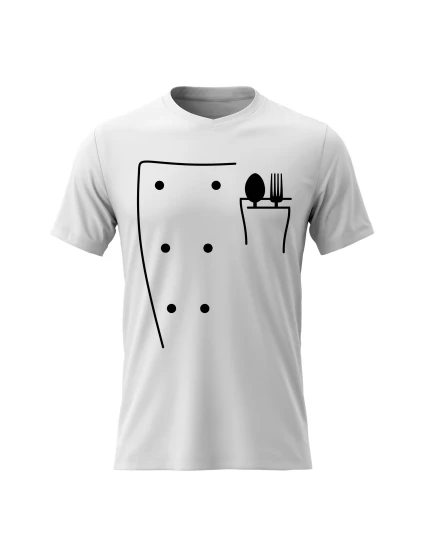 Dámské bavlněné tričko s potiskem - KUCHAŘKA - bílé