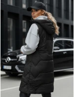 Dámska dlhá prešívaná vesta čierna FashionStreet TY5269