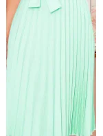 LILA Plisované dámské šaty v mátové barvě s krátkými rukávy model 15440517 - numoco