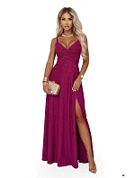 CHIARA večerní maxi šaty bez ramínek fuchsiová model 22210927 - numoco CHIARA večerní maxi šaty bez ramínek fuchsiová model 22210927 - numoco