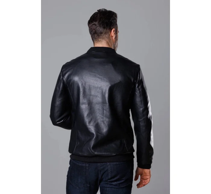 Černá pánská bunda typu "bomber" z ekokůže model 18347970 - J.STYLE Černá pánská bunda typu "bomber" z ekokůže model 18347970 - J.STYLE