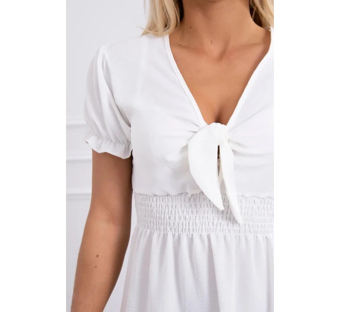 Šaty s vázaným výstřihem do V ecru
