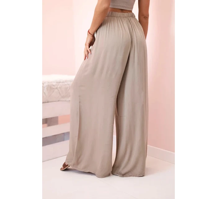 Dámske široké nohavice z viskózy s elastickým ťavím pásom
