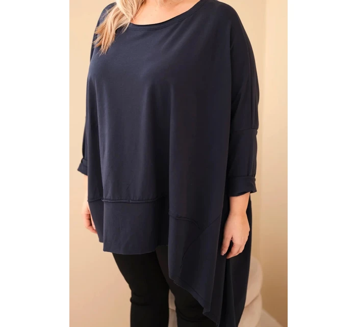 Dámska bavlnená tunika v nadmernej veľkosti s asymetrickým lemom Garnet Dámska bavlnená tunika v nadmernej veľkosti s asymetrickým lemom Garnet