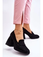 Zamszowe Czółenka Na Masywnym Obcasie I Platformie Czarne Adriel