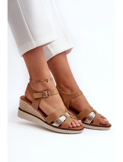 Dámské sandály na klínku s hnědé model 21658024 - EVENTO