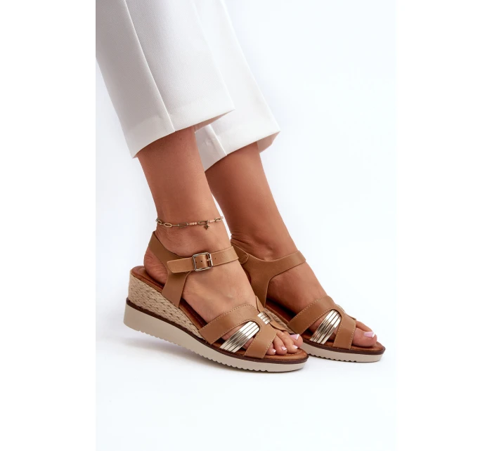 Dámské sandály na klínku s hnědé model 21658024 - EVENTO