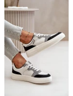 Damskie Niskie Sneakersy Z Eko Skóry Big Star OO274028 Biało-Szare Damskie Niskie Sneakersy Z Eko Skóry Big Star OO274028 Biało-Szare