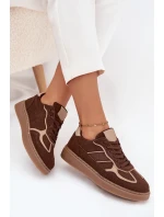 Niskie Sneakersy Damskie Brązowe Brenelle Niskie Sneakersy Damskie Brązowe Brenelle
