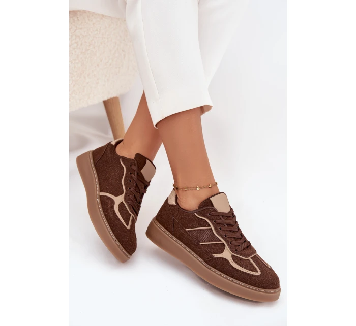 Niskie Sneakersy Damskie Brązowe Brenelle Niskie Sneakersy Damskie Brązowe Brenelle