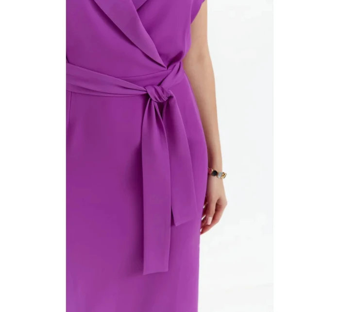 Košeľové šaty s opaskom S363 levanduľová - Stylove