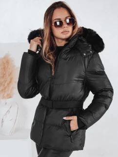 Dámska zimná prešívaná bunda s kapucňou LOVELINA black FashionStreet TY4981