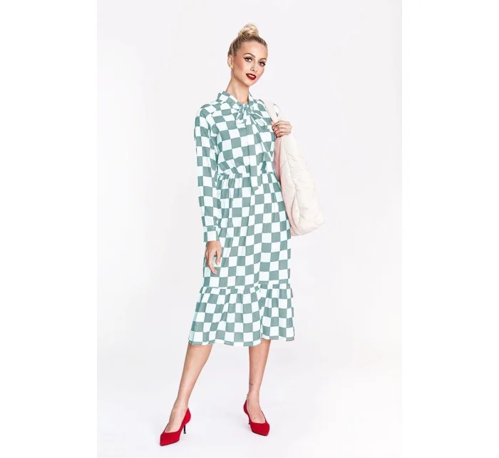 modré dámské šaty s vázáním ve výstřihu model 19551017 - Ann Gissy