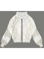 Světle béžová dámská bunda typu "bomber" se rukávy model 19739177 - MADE IN ITALY