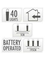 DRÔTENÉ SVIETIDLÁ NA BATÉRIE GIRLANDA 40 VIEDLA TEPLÁ BIELA