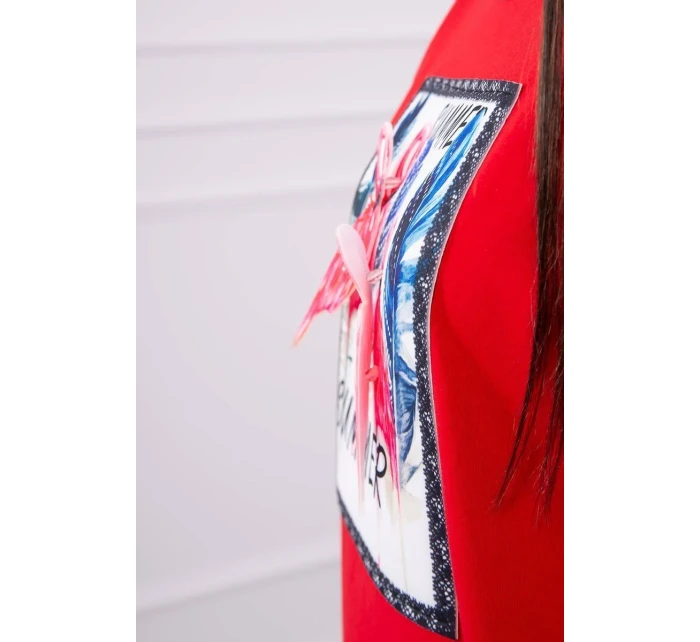 Blúzka s 3D grafikou plameniaka červená