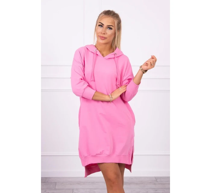 Šaty s kapucňou a dlhším chrbtom svetlo ružové