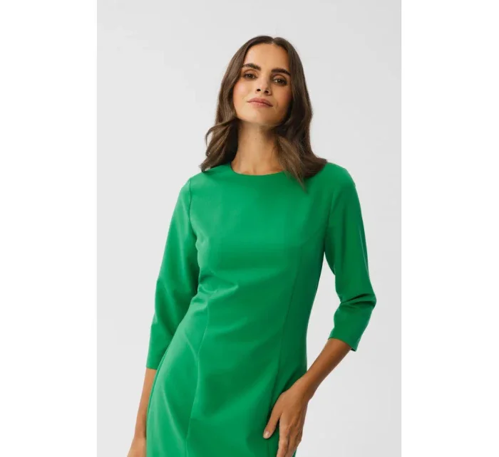 model 18882535 Plášťové šaty s předním rozparkem zelené - STYLOVE