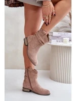 Béžová zateplená členková obuv Elletinnia s nízkym podpätkom a remienkami Béžová zateplená členková obuv Elletinnia s nízkym podpätkom a remienkami