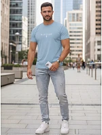 Modré pánske bavlnené tričko BLESSED s potlačou FashionStreet NX5124R Modré pánske bavlnené tričko BLESSED s potlačou FashionStreet NX5124R
