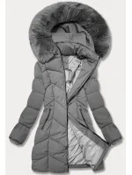 Tmavo šedá dámska zimná plus size bunda do polovice stehien S'west (B8306-70) Tmavo šedá dámska zimná plus size bunda do polovice stehien S'west (B8306-70)