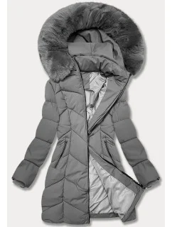 Tmavo šedá dámska zimná plus size bunda do polovice stehien S'west (B8306-70)