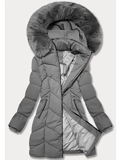 Dámska plus size zimná bunda do polovice stehien S'west grey dark (B8306-70)