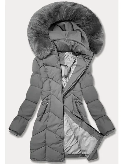 Tmavo šedá dámska zimná plus size bunda do polovice stehien S'west (B8306-70) Tmavo šedá dámska zimná plus size bunda do polovice stehien S'west (B8306-70)